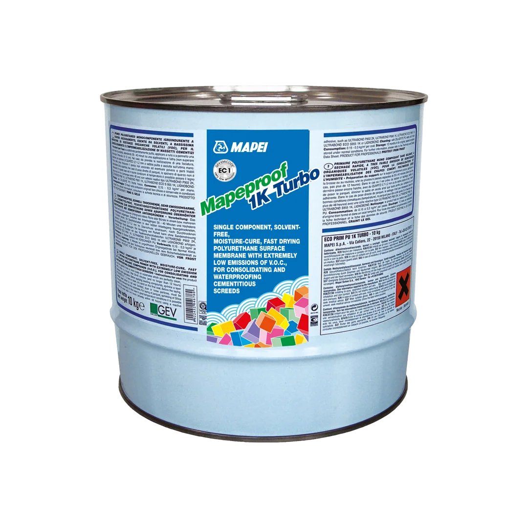 Mapei Mapeproof 1K Turbo Surface Membrane 10Kg – fast-drying, solvent-free moisture barrier for screeds up to 97% RH