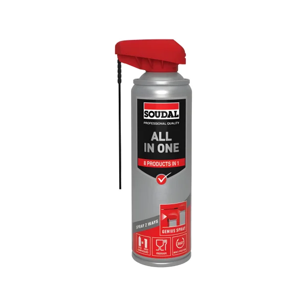 Soudal ALL IN ONE - GENIUS SPRAY genius-range lubricant, Soudal gap filler, gap filling, gap sealant, gap-filller,