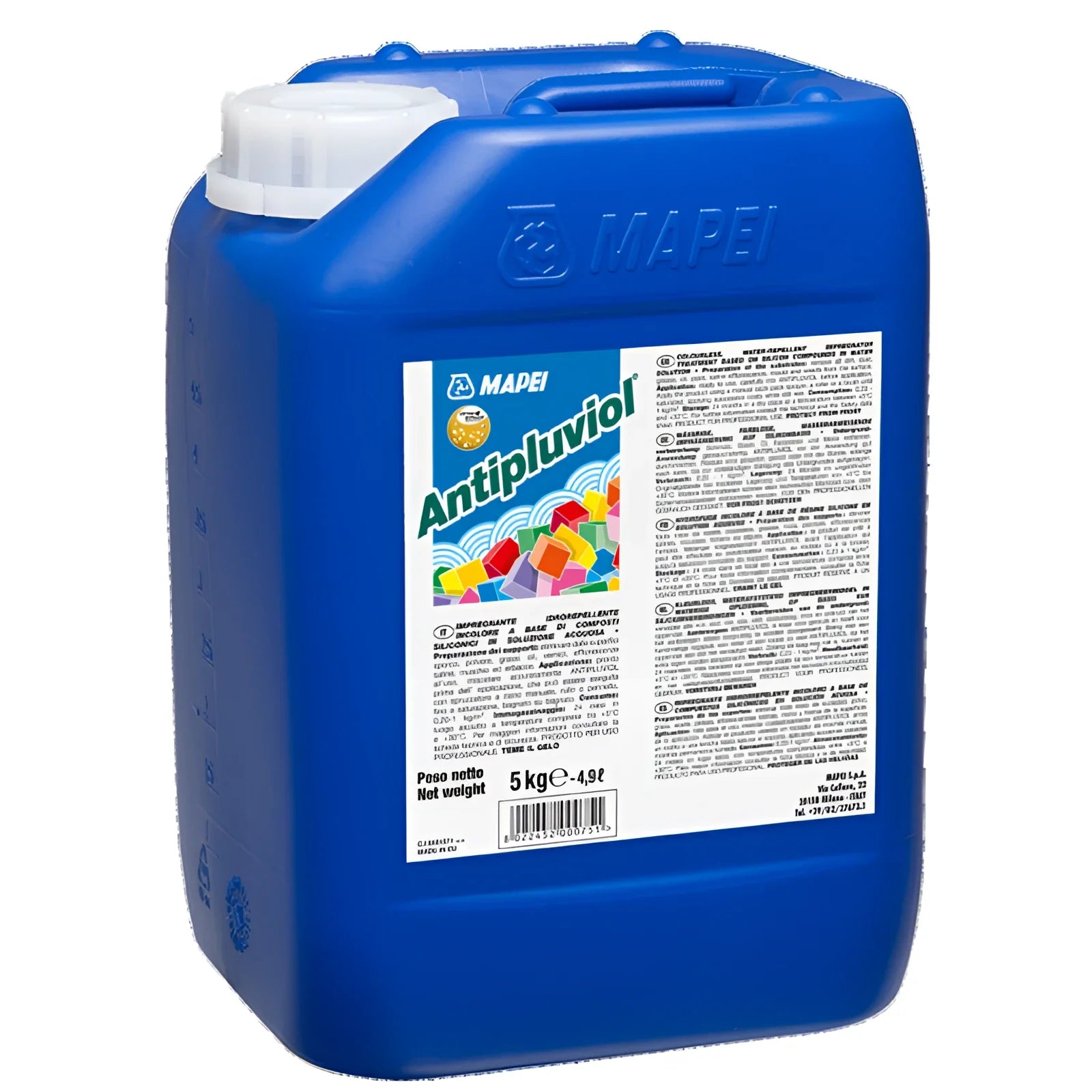 Mapei Antipluviol silicone water repellent 5kg container – clear waterproofing sealer for masonry, brick, stone and concrete exterior protection