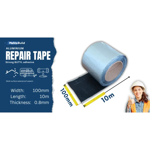 10m flashing tape, aluminium flashing tape, aqua build, butyl tape, caravan repair tape