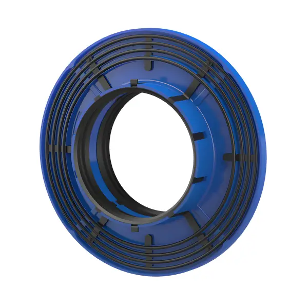 Blue circular mechanical seal with concentric grooves for KG-FIX Hauff Wall Collar