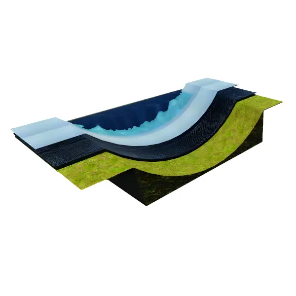Layered cross-section of pool construction for LEISURELINE Lagoons & Waterparks