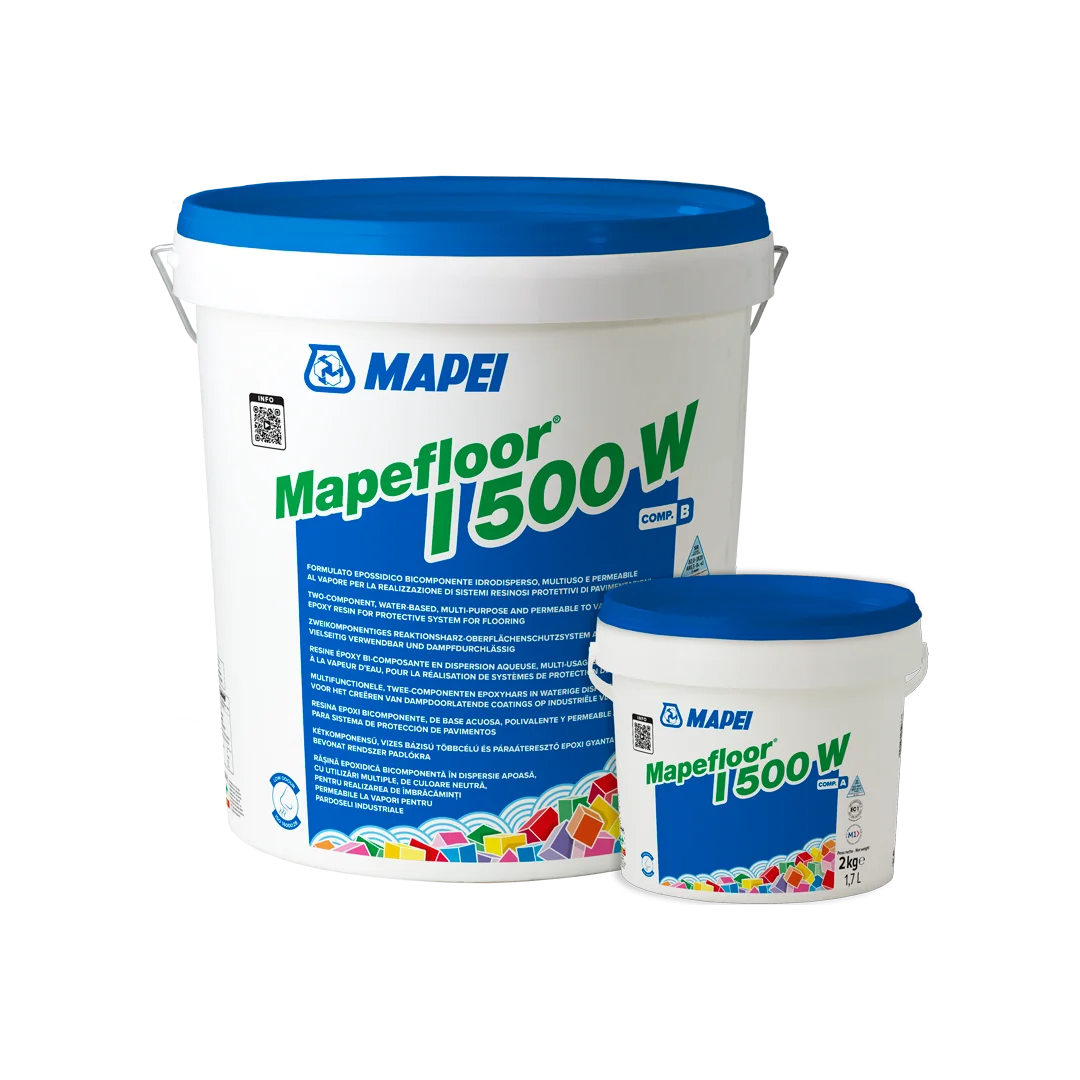MAPEFLOOR I 500 W two-component epoxy kit in 26 kg packaging