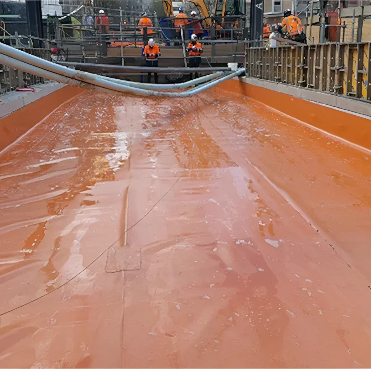 MAPEPLAN TU S 20 waterproofing membrane installed in a construction trench for underground infrastructure protection