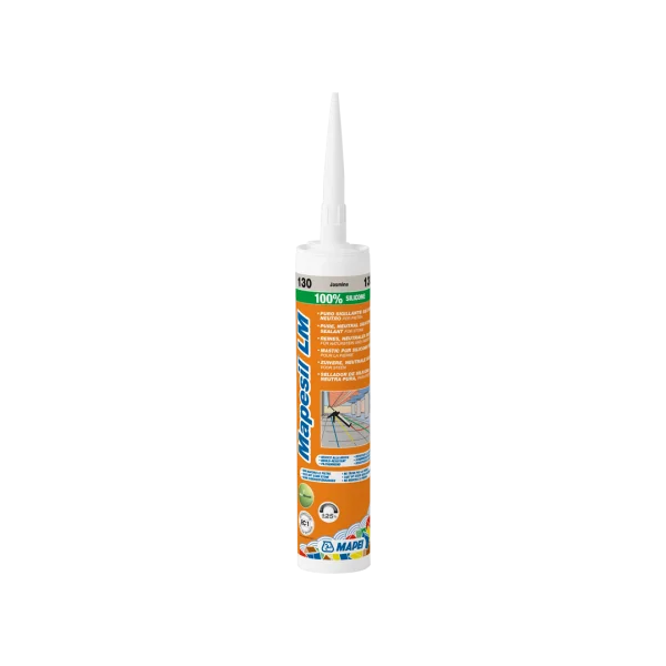 Mapesil LM 130 Jasmine neutral silicone sealant cartridge, 310ml – non-staining, mould-resistant for natural stone, marble, granite, and facades.