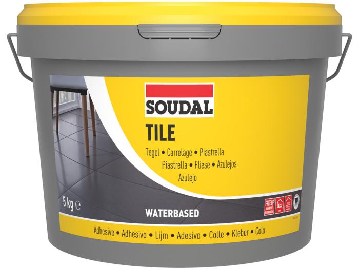 Soudal Tile Adhesive tub, ready-to-use flexible adhesive for bonding wall and floor tiles on interior surfaces including underfloor heating areas.