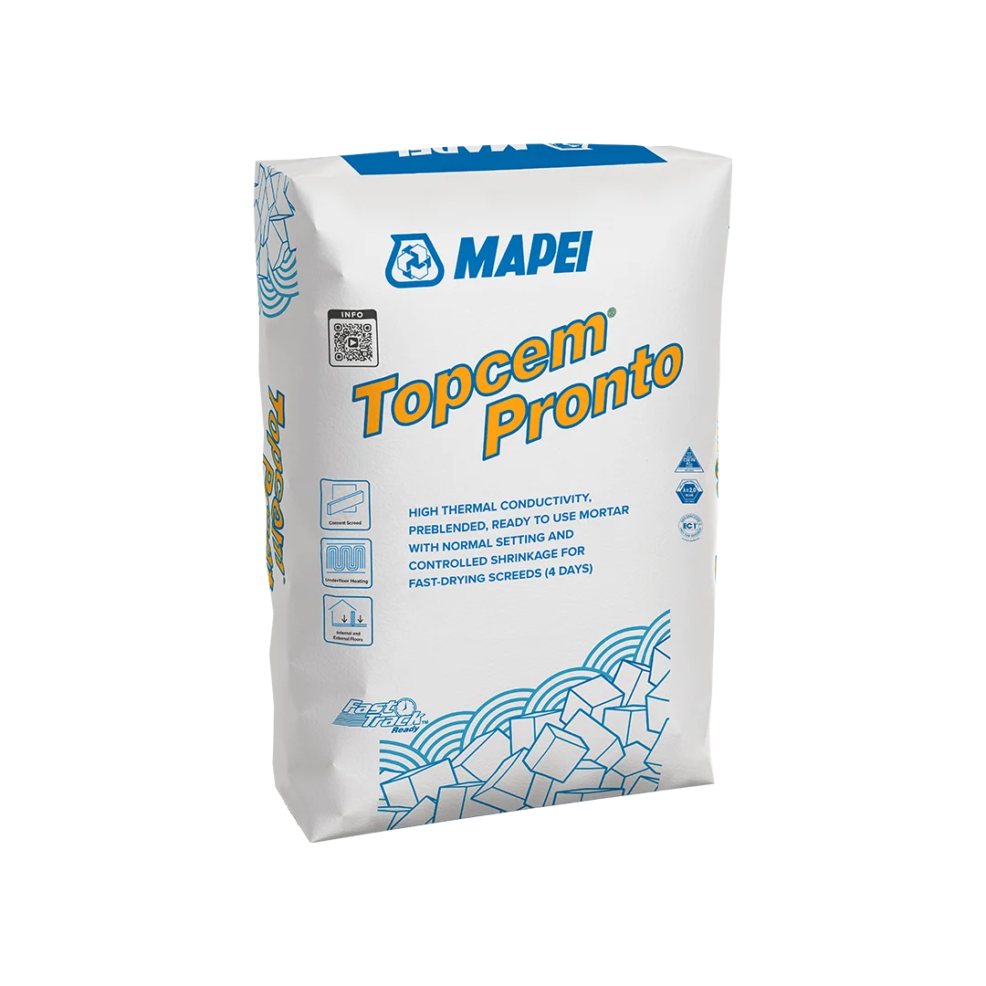 Topcem Pronto Mortar Fast Drying Screed for Heated Floors bonded screed, commercial screed, controlled shrinkage