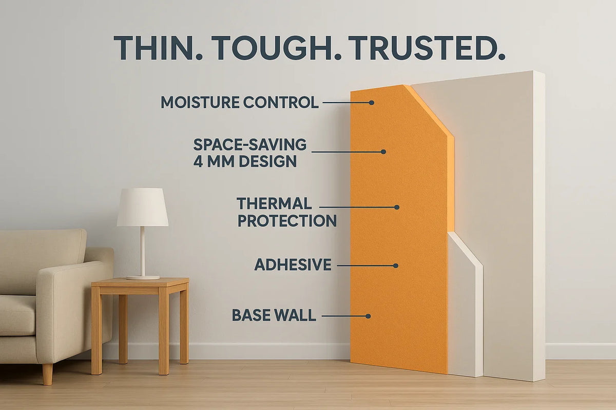 Wykamol Isotherm Wall Insulation 1m Roll, Condensation Control, Damp Proofing, Efflorescence Prevention, Energy