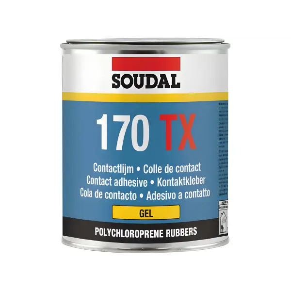 Soudal 170 TX Contact Adhesive Gel can with white, red, and blue packaging