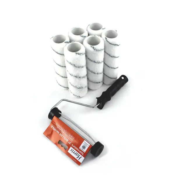 Paint roller with textured white sleeves for 7 inch Resin Applicator Roller Trade Pack