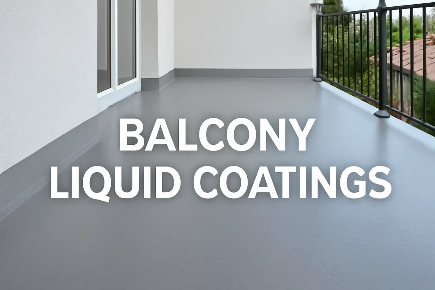 balcony liquid waterproof coating grey seamless finish outdoor flooring UV resistant terrace protection