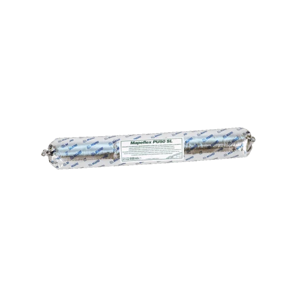 "MAPEFLEX PU50 SL self-levelling polyurethane sealant for horizontal concrete joints, flexible up to 25% movement, paintable and durable for industrial use."