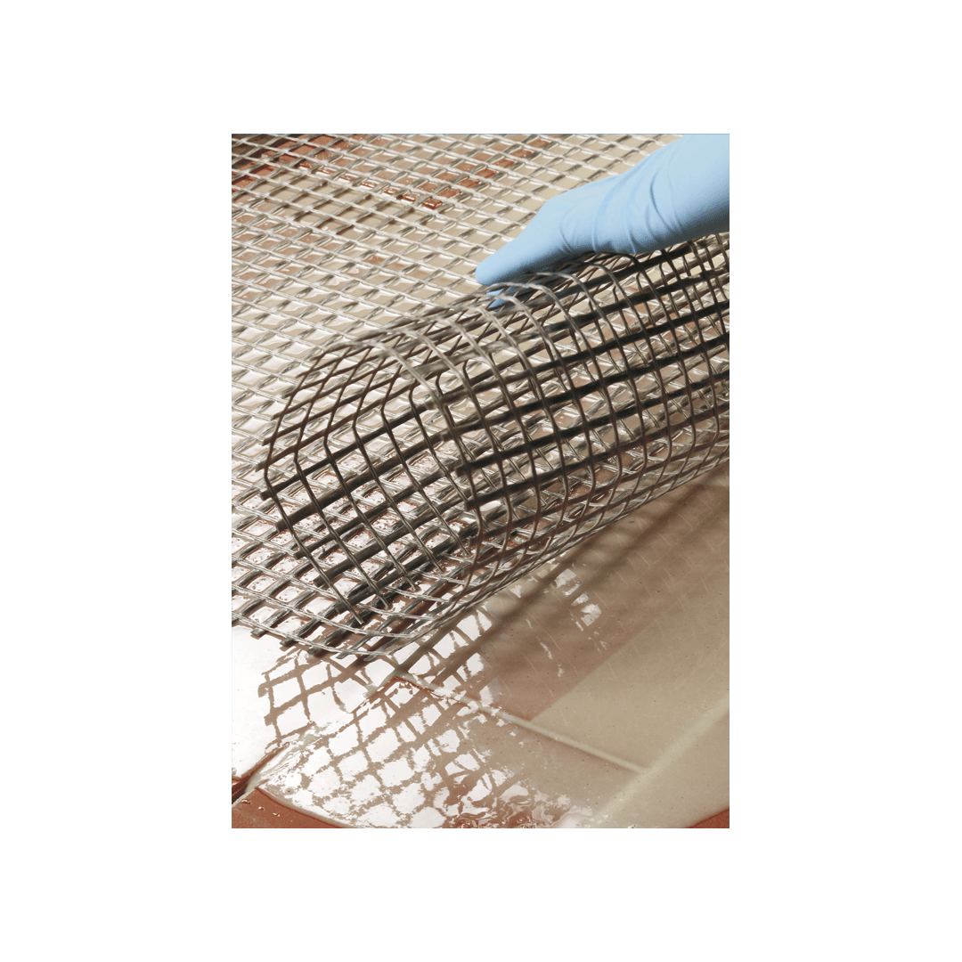 "RETE 320 glass fibre mesh for reinforcing epoxy systems, offering strength and durability with a mesh size of 15.7 x 10.1 mm for versatile applications."