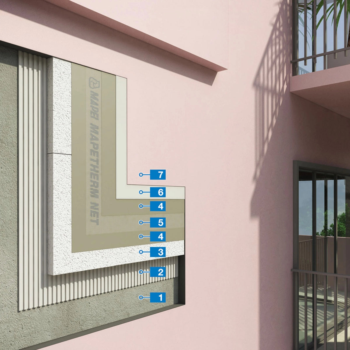 Mapei ETICS and External Wall Insulation (EWI) systems for energy efficiency and façade protection in thermal insulation projects