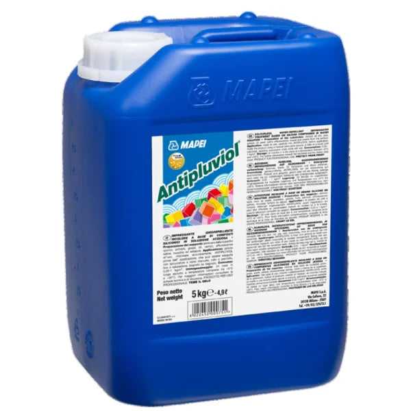 Mapei Antipluviol silicone water repellent 5kg container – clear waterproofing sealer for masonry, brick, stone and concrete exterior protection