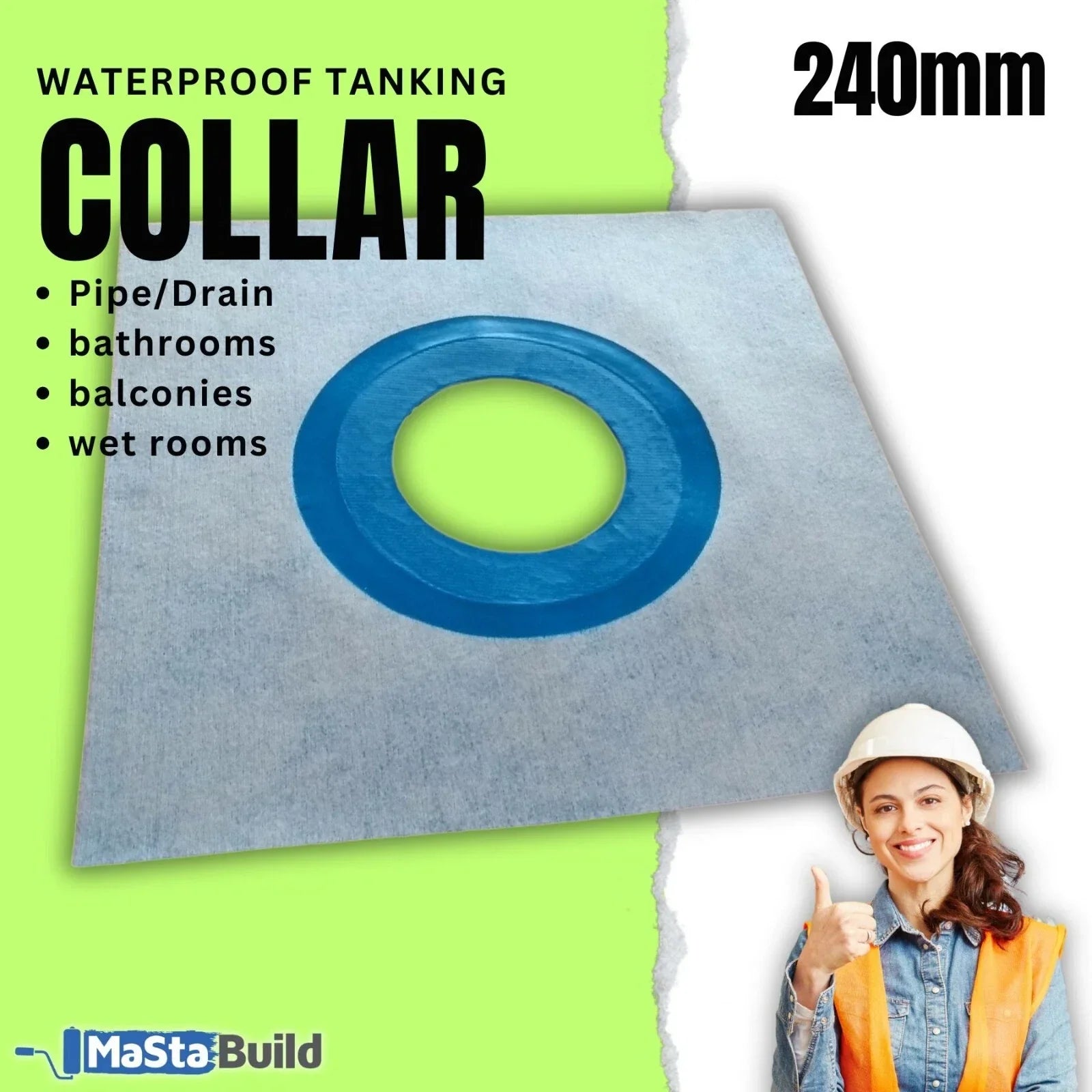 240mm drain collar, aqua build, balcony waterproofing, hydro insulation collar, nonwoven tpe collar