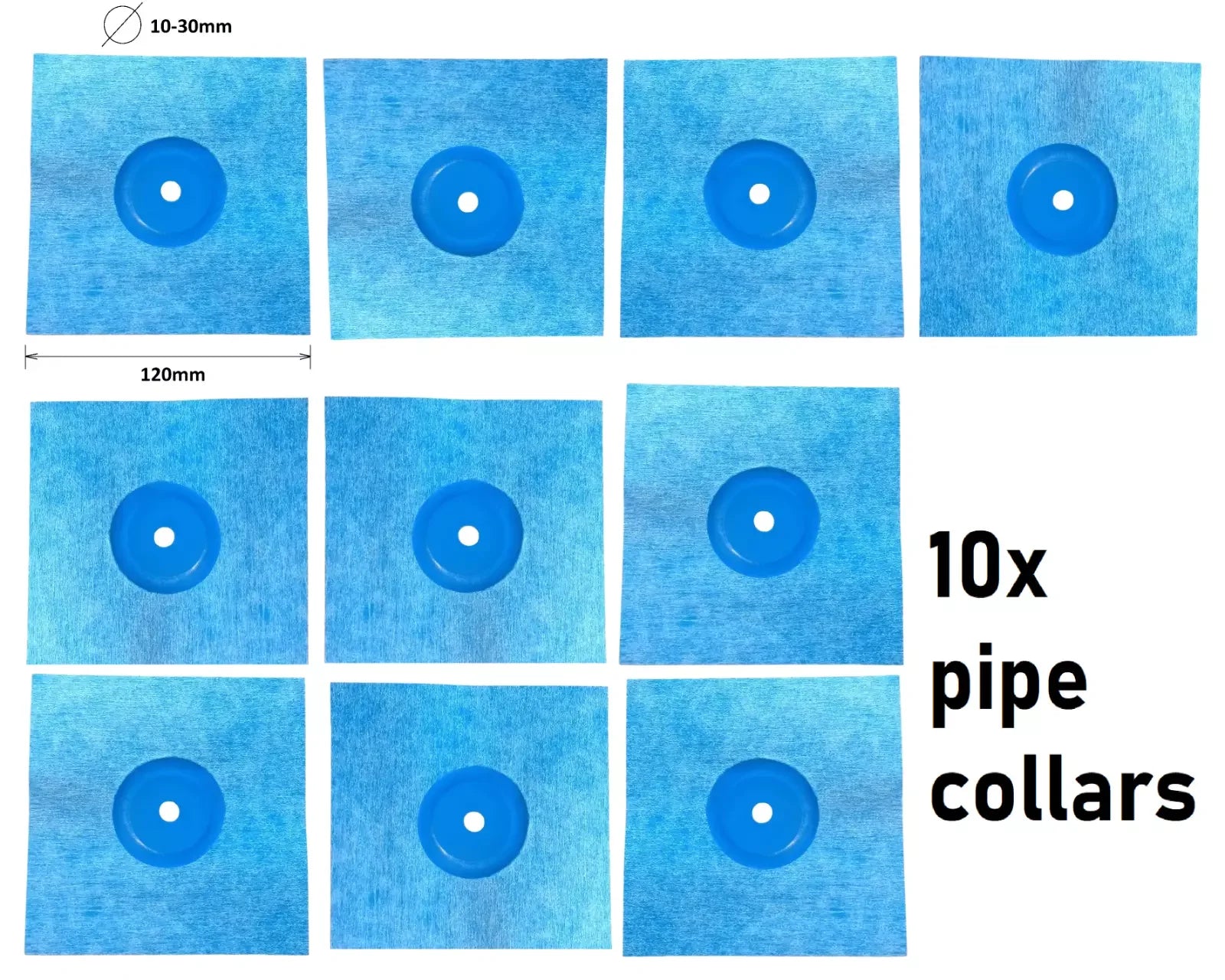 aqua build, balcony waterproofing, drain pipe sealing, elastic pipe collars, pack of 10 pipe collars