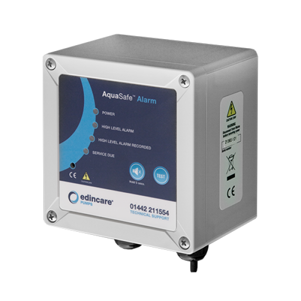 AquaSafe alarm box featured in Aquasafe High Level Water Alarm product display