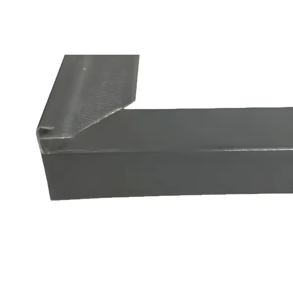 Dark gray metal bar with angled cut, part of ARBOFLEX Kerb to Drip Corner product