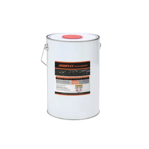 White metal paint can for ArboFlex PU Thickener 1L with black and orange label