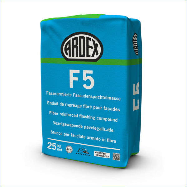 ARDEX F5 - Fibre-reinforced finishing mortar and grout  ARDEX F 5 is a brilliant white, cementitious, MICROTEC Fibre Reinforced Fairing Coat and Lightweight Repair Mortar.