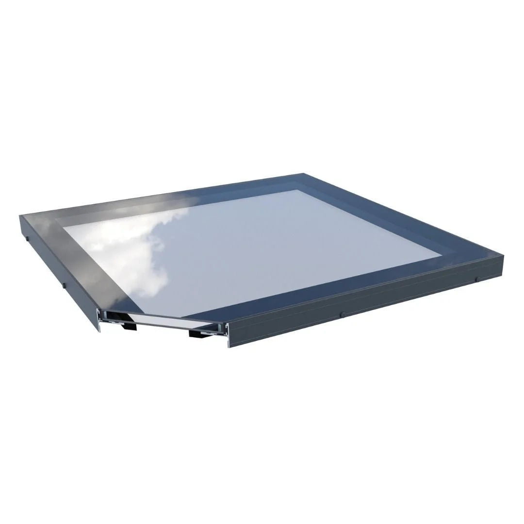 Clever Shield flat glass fixed rooflight with slim aluminium frame for modern flat roof extensions