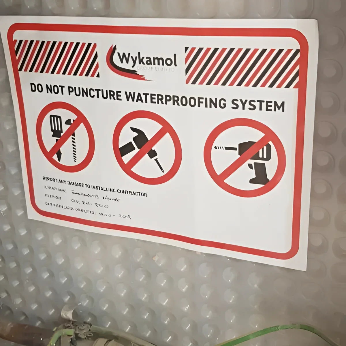 Cavity Drain Membrane Warning Labels Online Wykamol Cavity Drain Membrane, Type C, Construction Membrane, Drain