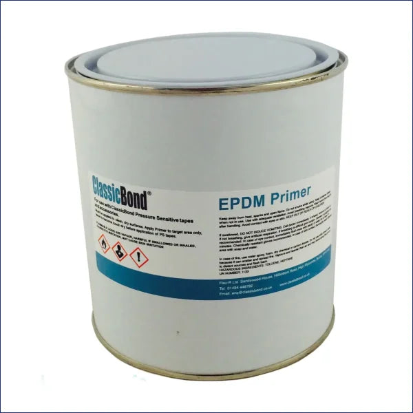Used For: Rubber Primer used to bond tapes and accessories to EPDM Rubber membrane i.e. EPDM Rubber membrane to:  9" Elastoform 6" Cover Tape 3" Splice Tape Pipe boot  Internal Drain using 9" Elastoform etc