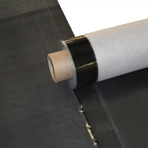 Roll of black electrical tape with a torn piece near ClassicBond Pro Fleece Reinforced EPDM