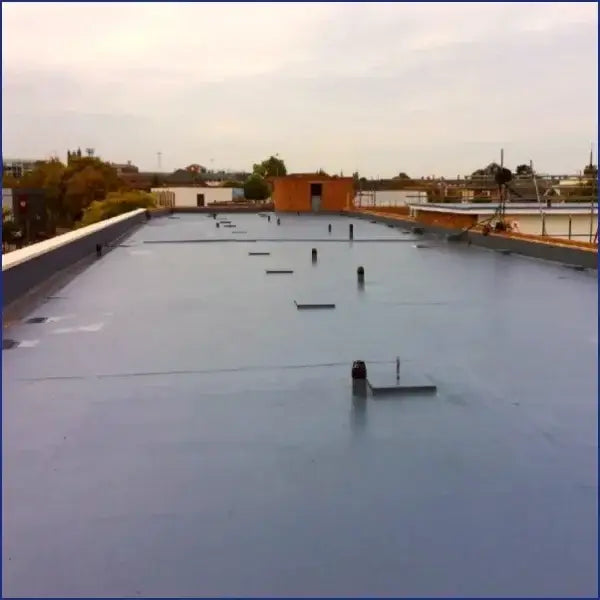 Flat commercial roof installation using Desmopol Roof Kit 1 for 12.5m² coverage