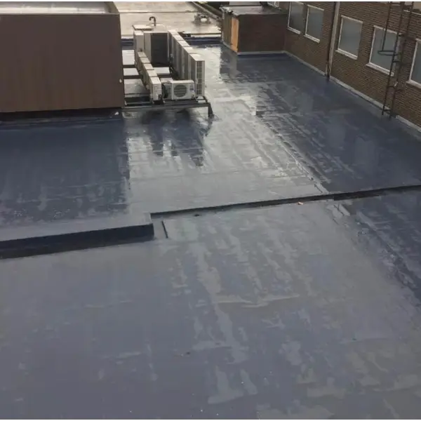 Flat commercial rooftop with Desmopol waterproof membrane for roof kits and liquid coatings