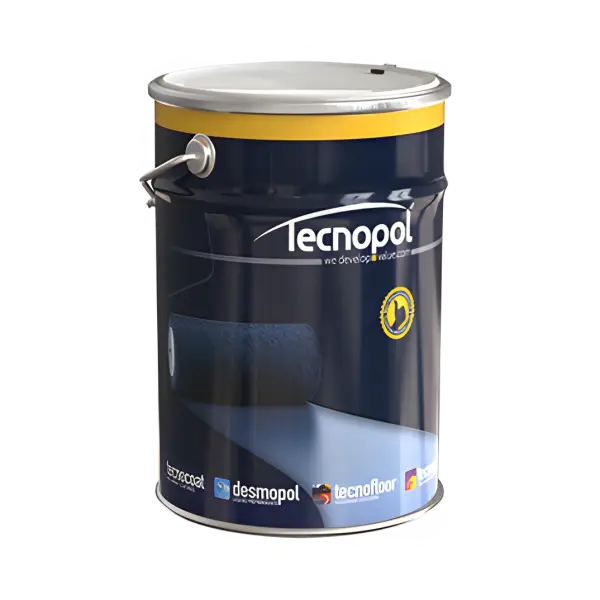 Blue and yellow paint can for Desmopol Roof Kit 6 - 150m² cover application