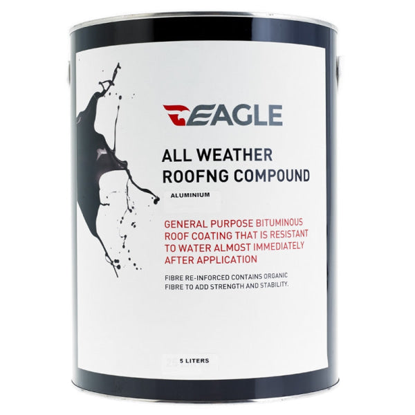 Aluminium All weather Roof Coat may be applied by brush or by spray to give a solar reflective finish to the previous coats of All weather Roofing Compound and is therefore often used as the final coat in multi-coat systems.