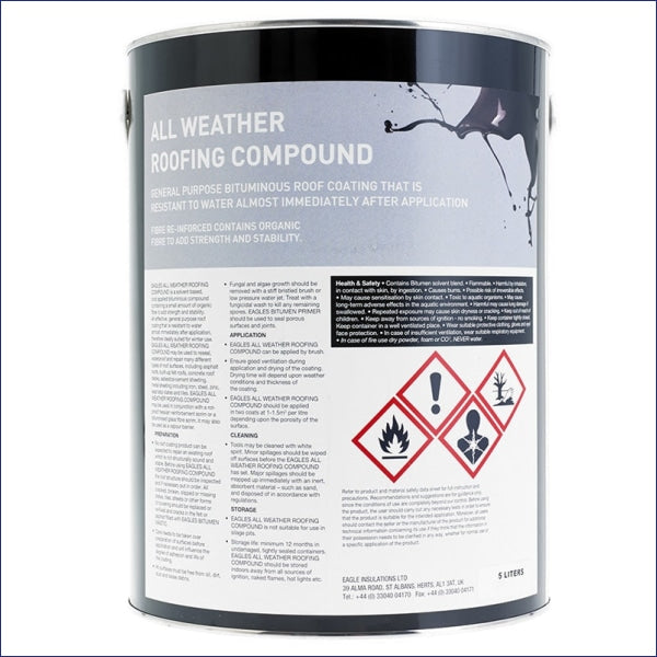 Aluminium All weather Roof Coat may be applied by brush or by spray to give a solar reflective finish to the previous coats of All weather Roofing Compound and is therefore often used as the final coat in multi-coat systems.