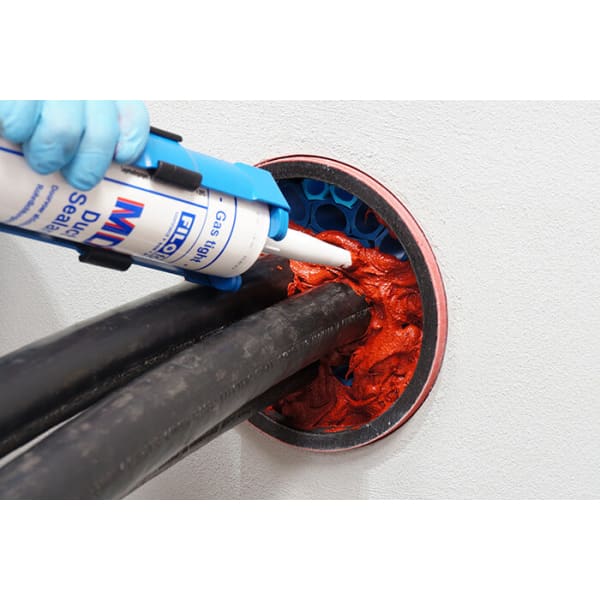 Gas-tight sealant application around pipes using Filoform FiloSeal+HD for superior sealing