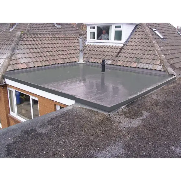 Flat roof with gray Flexi-Tec 2020 GRP Kit membrane material