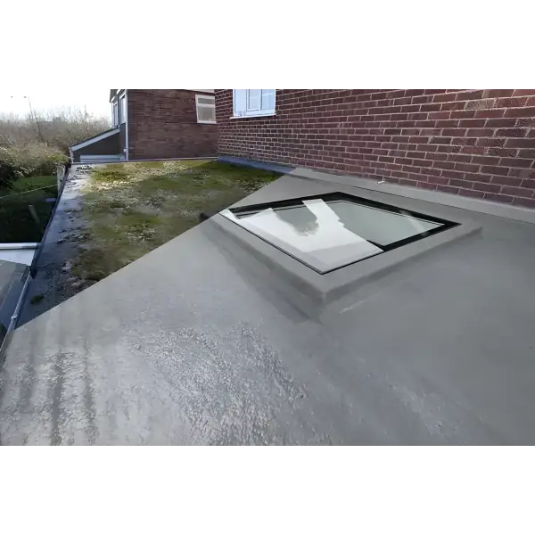 Skylight installed on flat concrete roof with GRP 100mm X 250m Glass Fibre Finishing Tissue