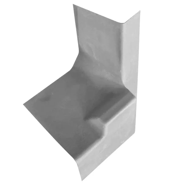 White L-shaped metal flashing for GRP fillet to Kerb Corner C2 product