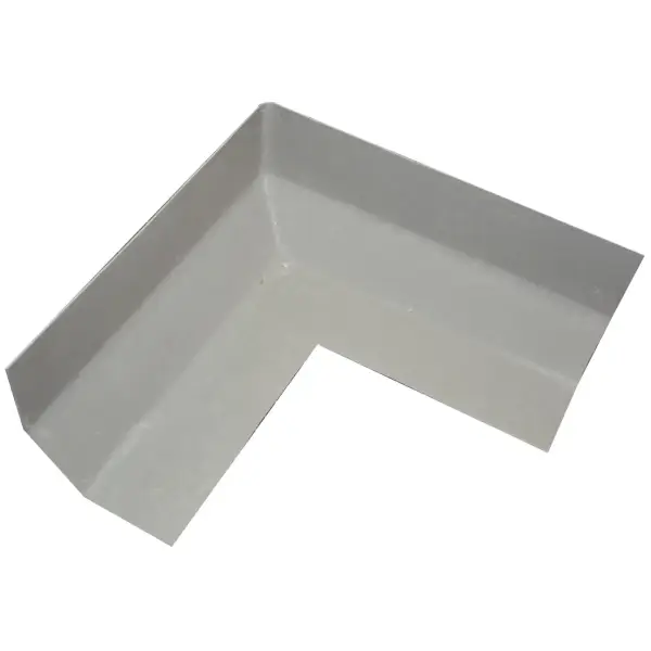 L-shaped white or light gray metal gutter corner from GRP Internal Fillet Corner C3