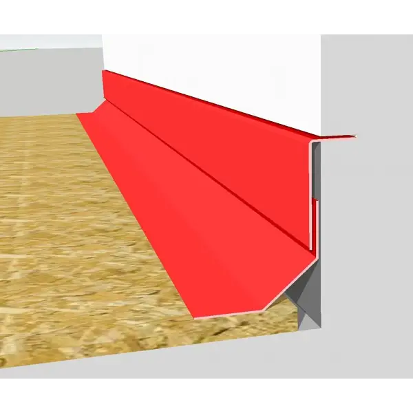 Red metal drip edge flashing for GRP Wall Fillet Trim D260 roof or wall installation