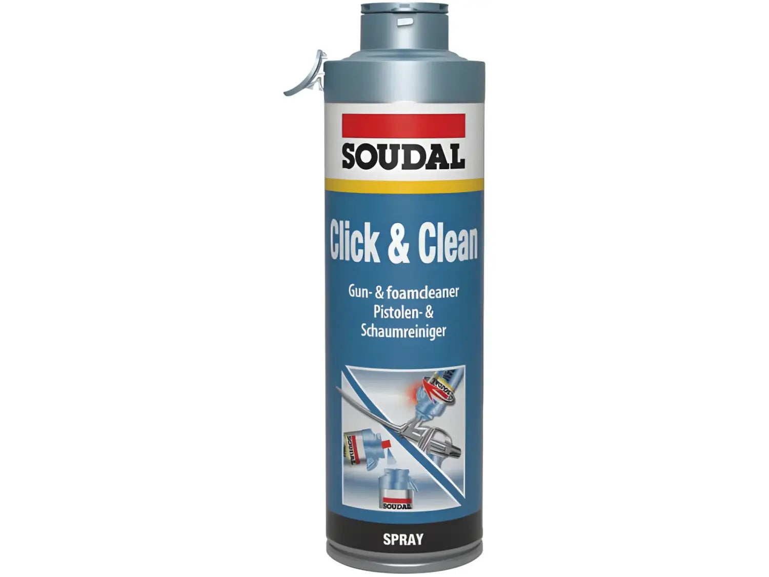 Quick & Easy Gun and Foam Cleaner - Click & Fix Solvent Based Aerosol Soudal gap filler, gap filling, gap sealant,