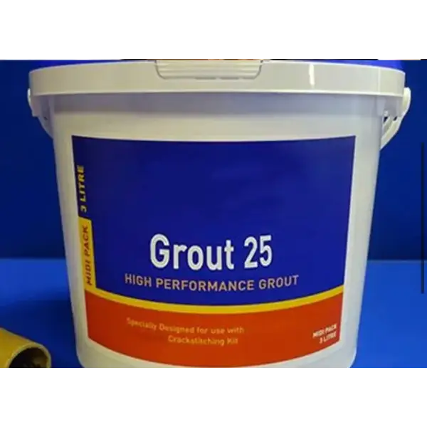 White plastic bucket of Grout 25 high performance grout in Helix Spiroties kit