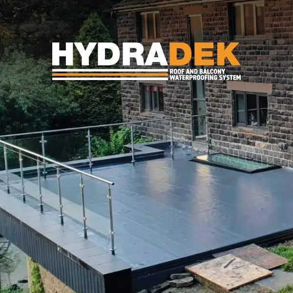 Waterproofed deck featuring Hydradek Roof & Balcony Liquid Membrane with metal railings