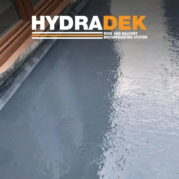 Hydradek Roof & Balcony Liquid Membrane with glossy grey waterproofing surface