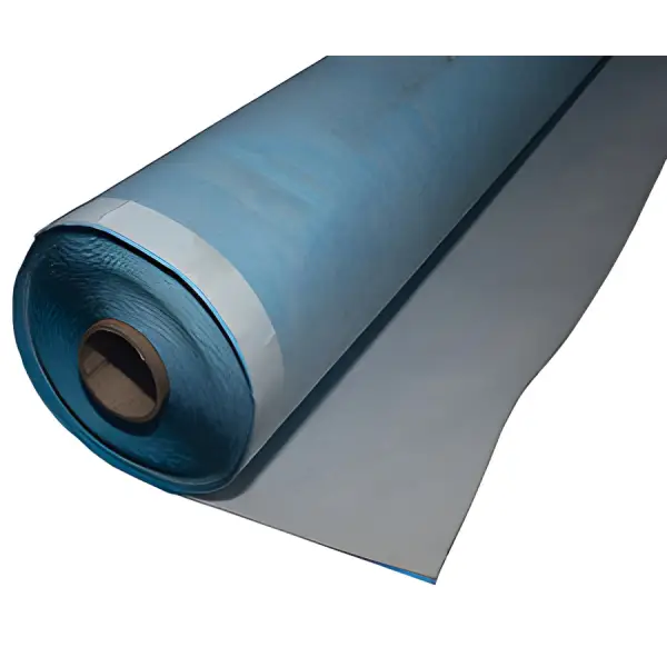 Roll of blue Newton HydroBond 403 Plus vapor barrier sheeting material