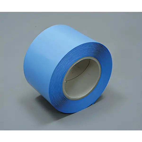 Blue adhesive tape with cardboard core, Newton Hydrobond 403 Tape