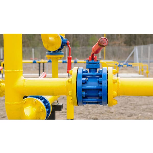 Yellow and blue industrial pipeline showcased in IPS 220 2K product overview