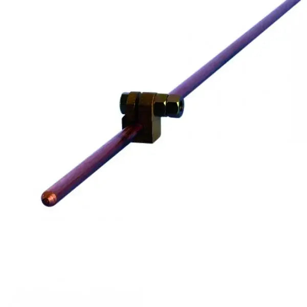 Purple Lectros Earth Rod with Clamp featuring a dark mounting bracket attached