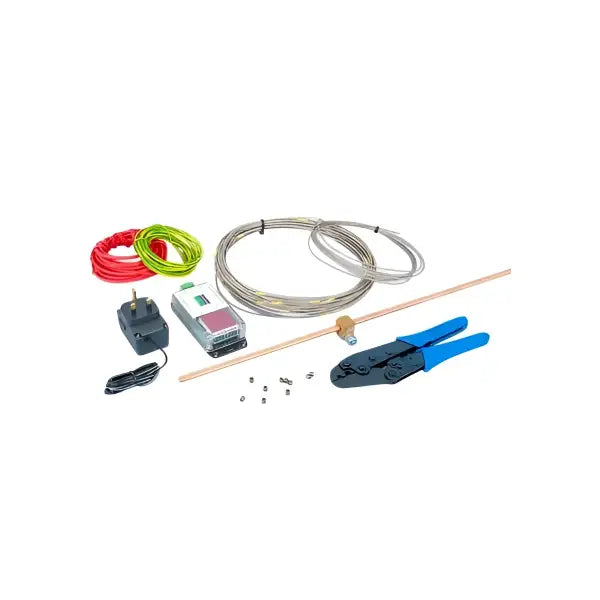Network installation kit including cables, crimping tool, and connectors with Lectros Red Sleeving