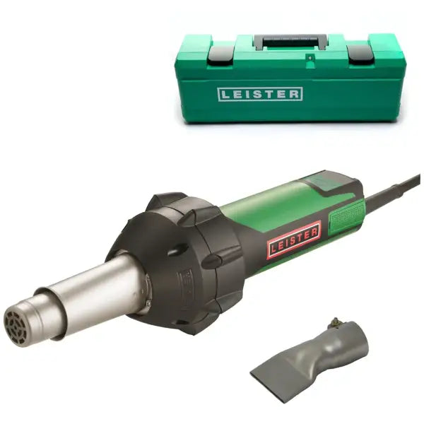 Leister Triac ST Heat Gun 120V-240V with nozzle attachment and green carrying case